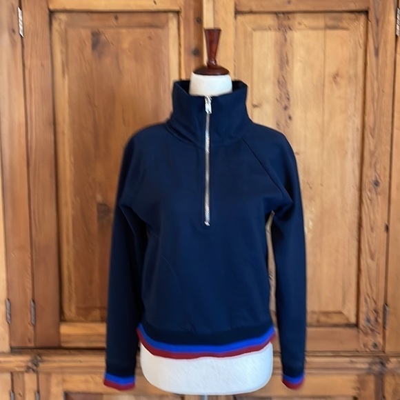 J. CREW Navy Blue Cotton Quarter Zip Pull Over Sweatshirt Sz. XS - Picture 3 of 16